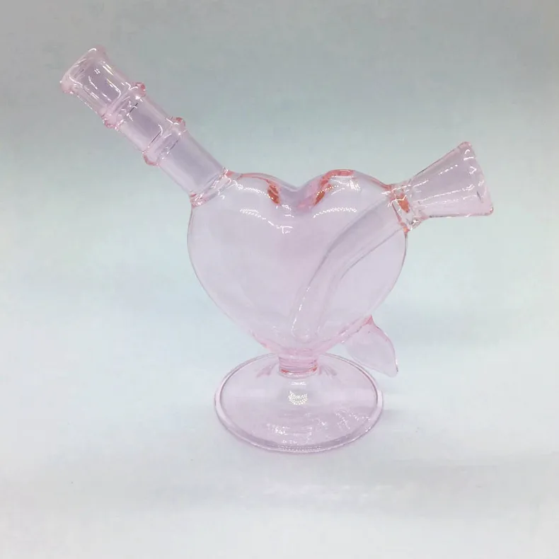 Mini Girl kleurrijke dikke glazen bubbler pijpen filter liefde hart zwaarden droge kruiden tabak preroll rollende sigaretten sigaar houder waterpijp bong rookbuis