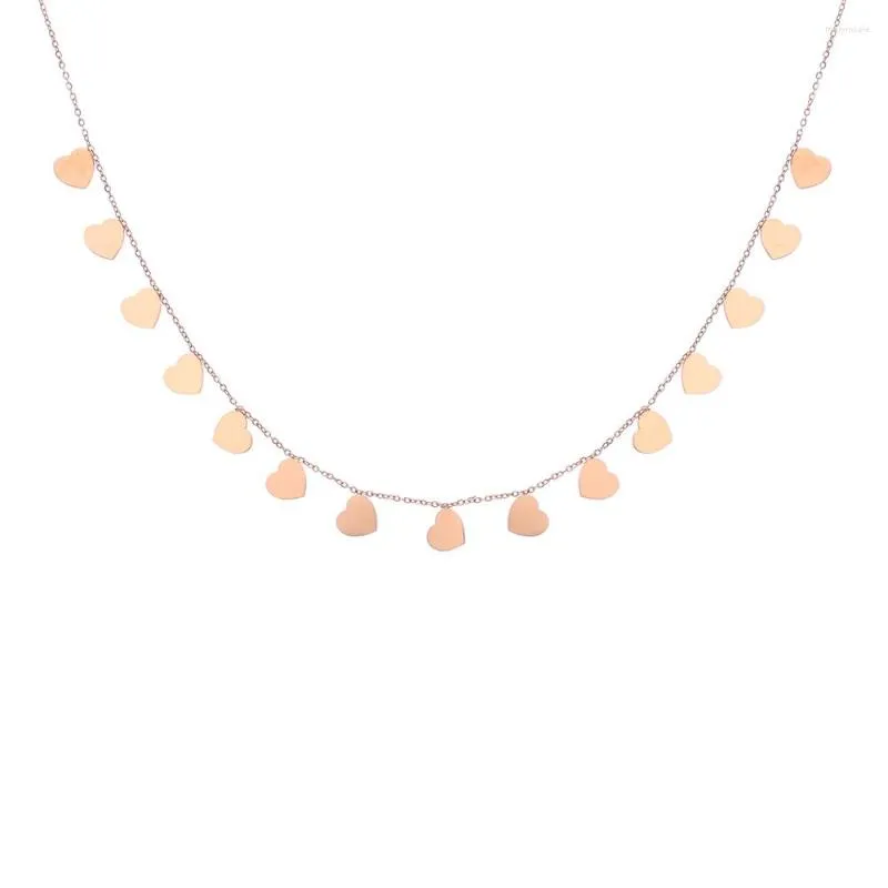 Collane con ciondolo Cuore in acciaio inossidabile per donna Collana con pendenti multipli color oro rosa Gioielli di moda Collier Bijoux Regali per feste