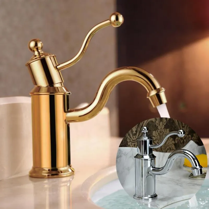 Bathroom Sink Faucets Euro Gold Finish Luxury Basin Faucet Small Single Handle With Diamond Vanity Mixer Water Tap