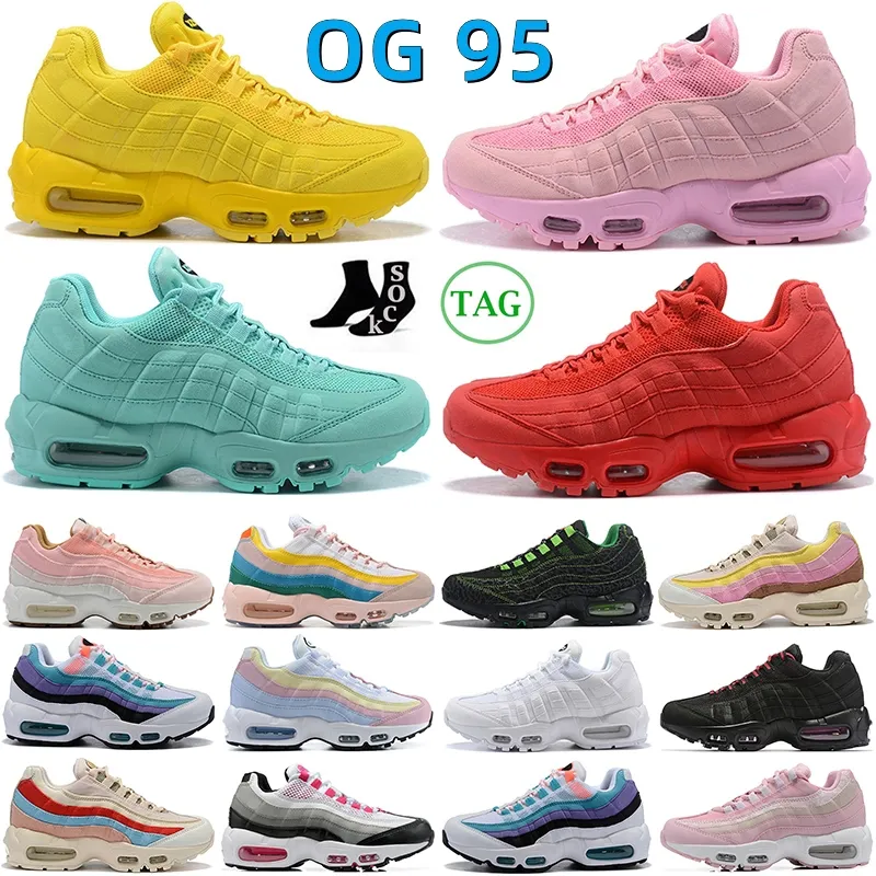 2023 OG 95 Designer Chaussures de course Triple Rose Blanc Gradient 95s Rouge Next Nature Rise Unity Ghost Pastel Jaune WMNS Cork Suede Aqua Cork Rose Femmes Sport Sneakers T3