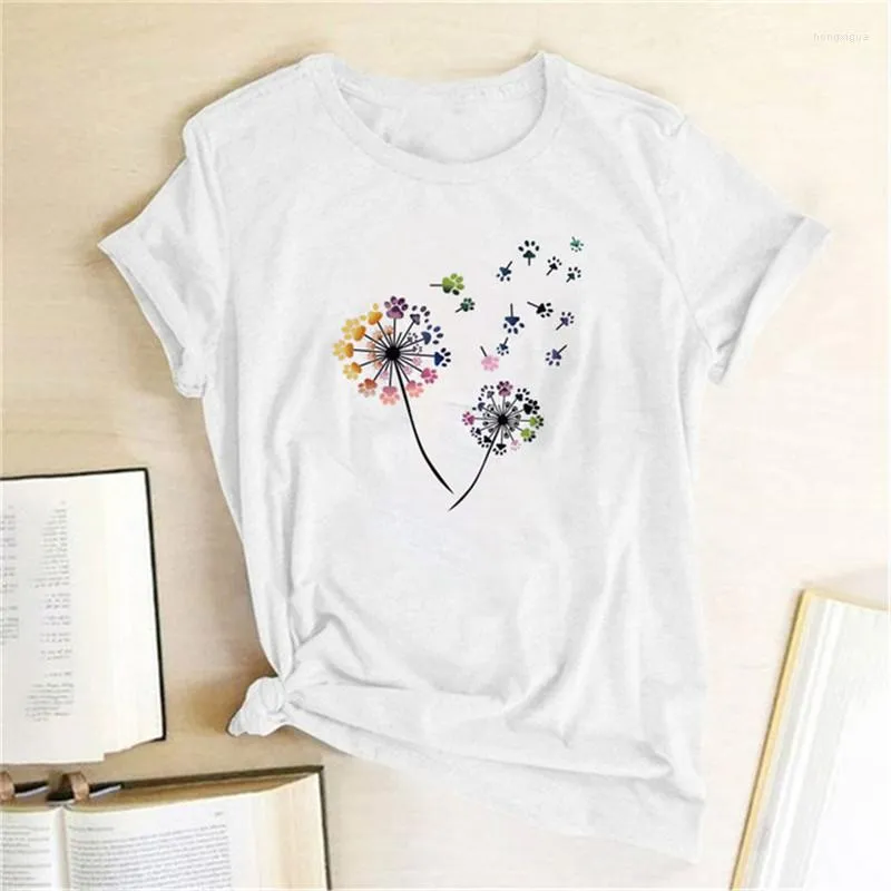 Camas femininas Prindes de flores silvestres de flores silvestres harajuku algodão feminina casual feminino tampo feminino Tees gráficos Mujer Camisetas