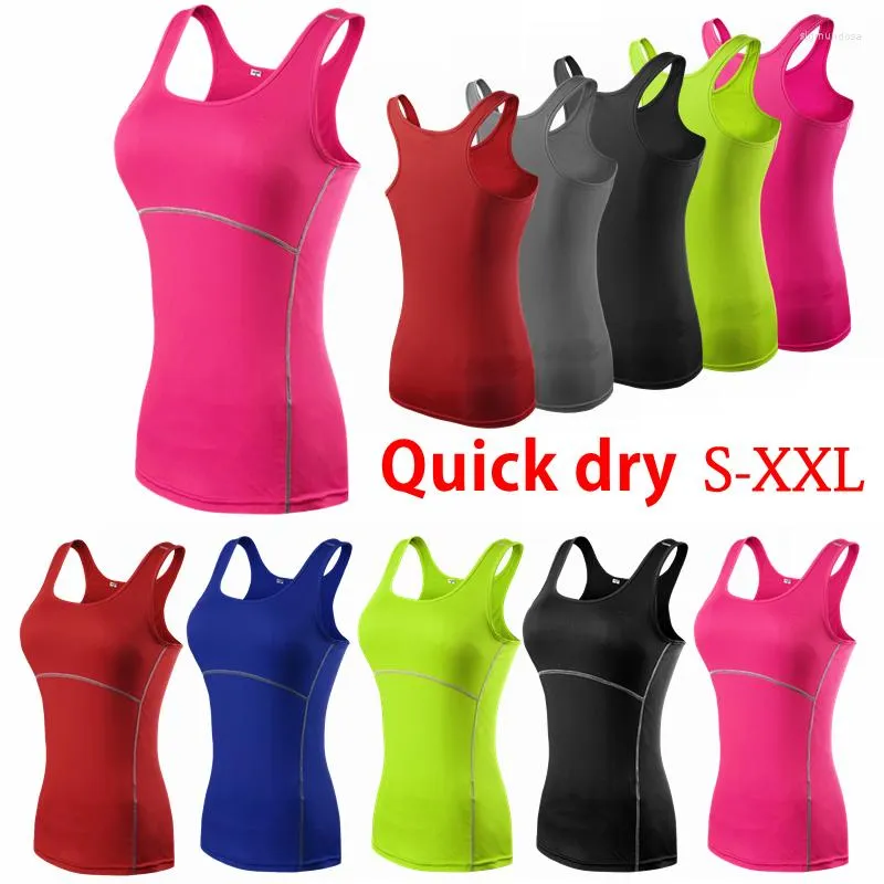 Actieve shirts dames atletische mouwloze vestcompressie snel droge yoga sport panty's basislaag gym looptanktop s