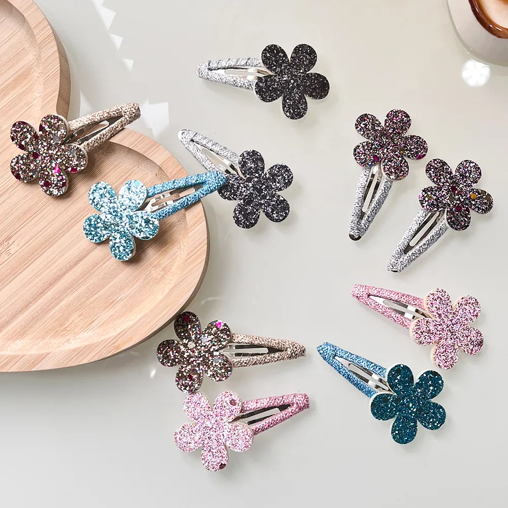 Glitter flower 2024 hair clips