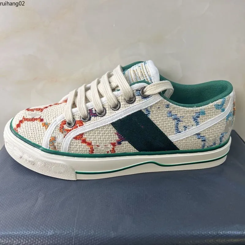 Ontwerpers Tennis 1977 Sneaker Luxurys canvas schoen gewassen Jacquard denim schoenen vrouwen trainer aas rubber zool geborduurde vintage sneakers mkjkkk rh20000555