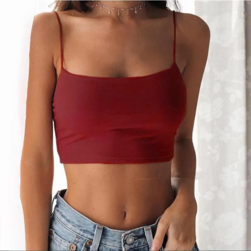 Kvinnors tankar Summer Red Halter Crop Topps Women Camis Backless Camisole Fashion Casual Tube Top Kvinnlig ärmlös beskuren Väst Sexig tank