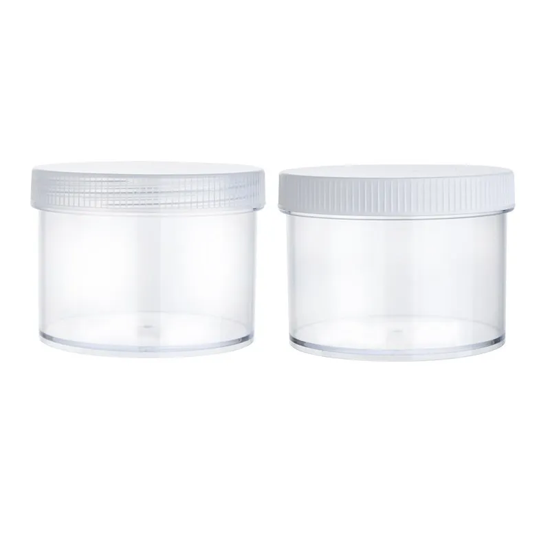 Clear Plastic Slime Storage Favor Cream Jars Wide-Mouth Containrar med lock för skönhetsprodukter DIY Slime Making eller andra (200 ml)