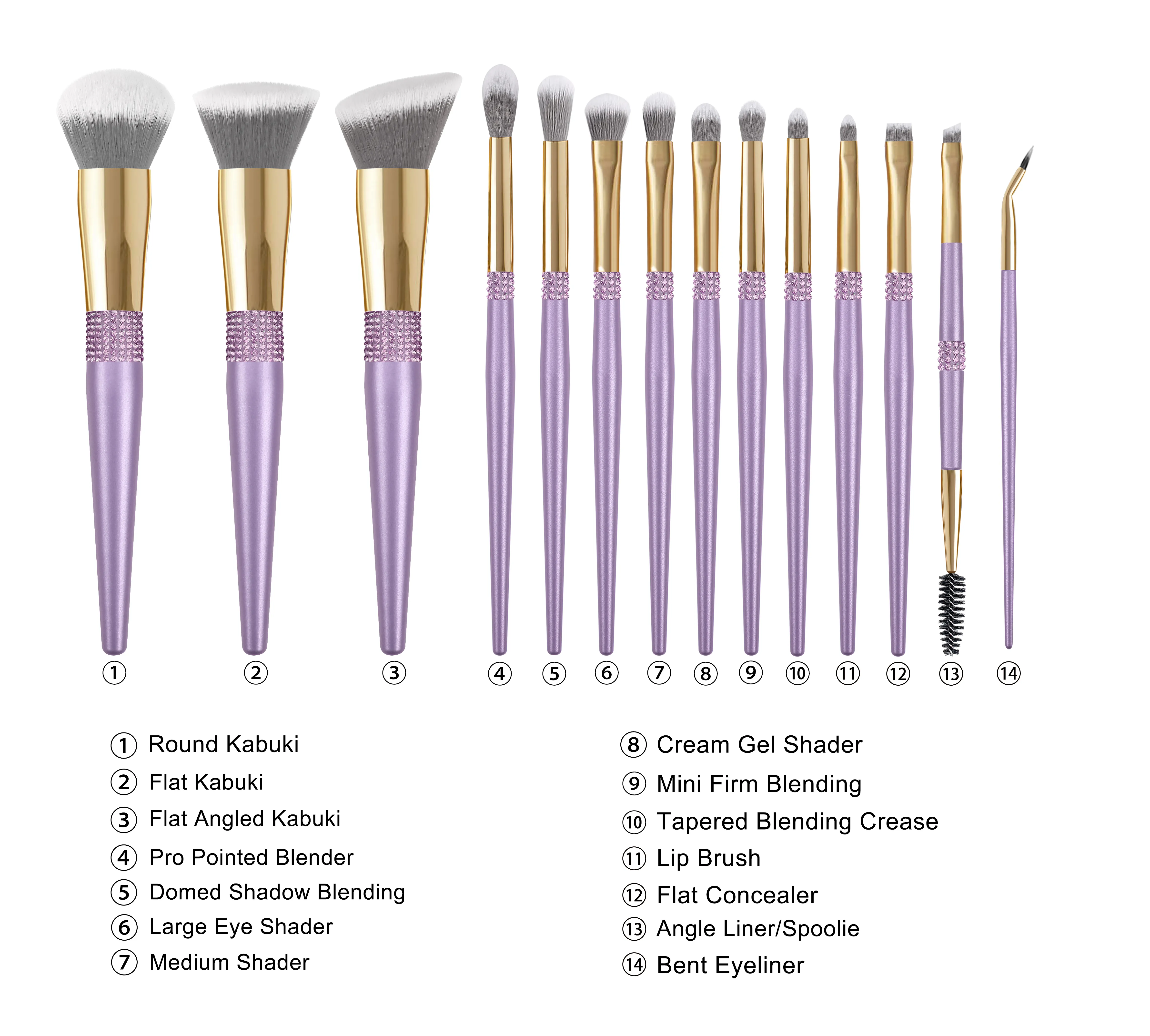 Produkty kosmetyczne szczotka do makijażu różowego złota Niestandardowe logo Bezpłatne próbki Producenci Makijażu Zestaw pędzla SMP20021-12 i 10pcs oraz OPP