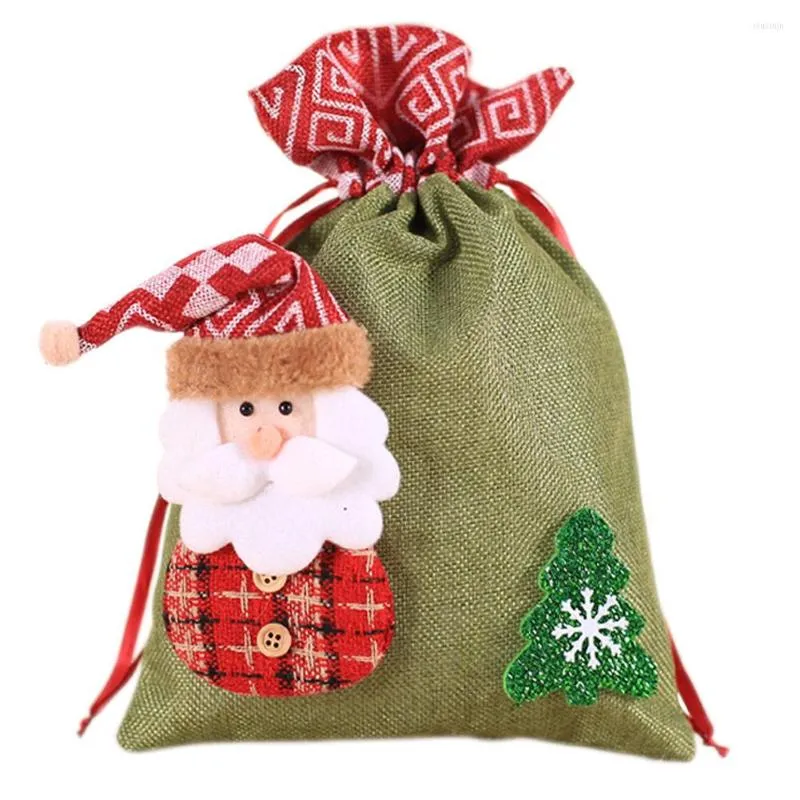 Décorations de noël décoration sacs-cadeaux paquet de toile de jute pour enfants bonbons sac à biscuits cadeaux USJ99