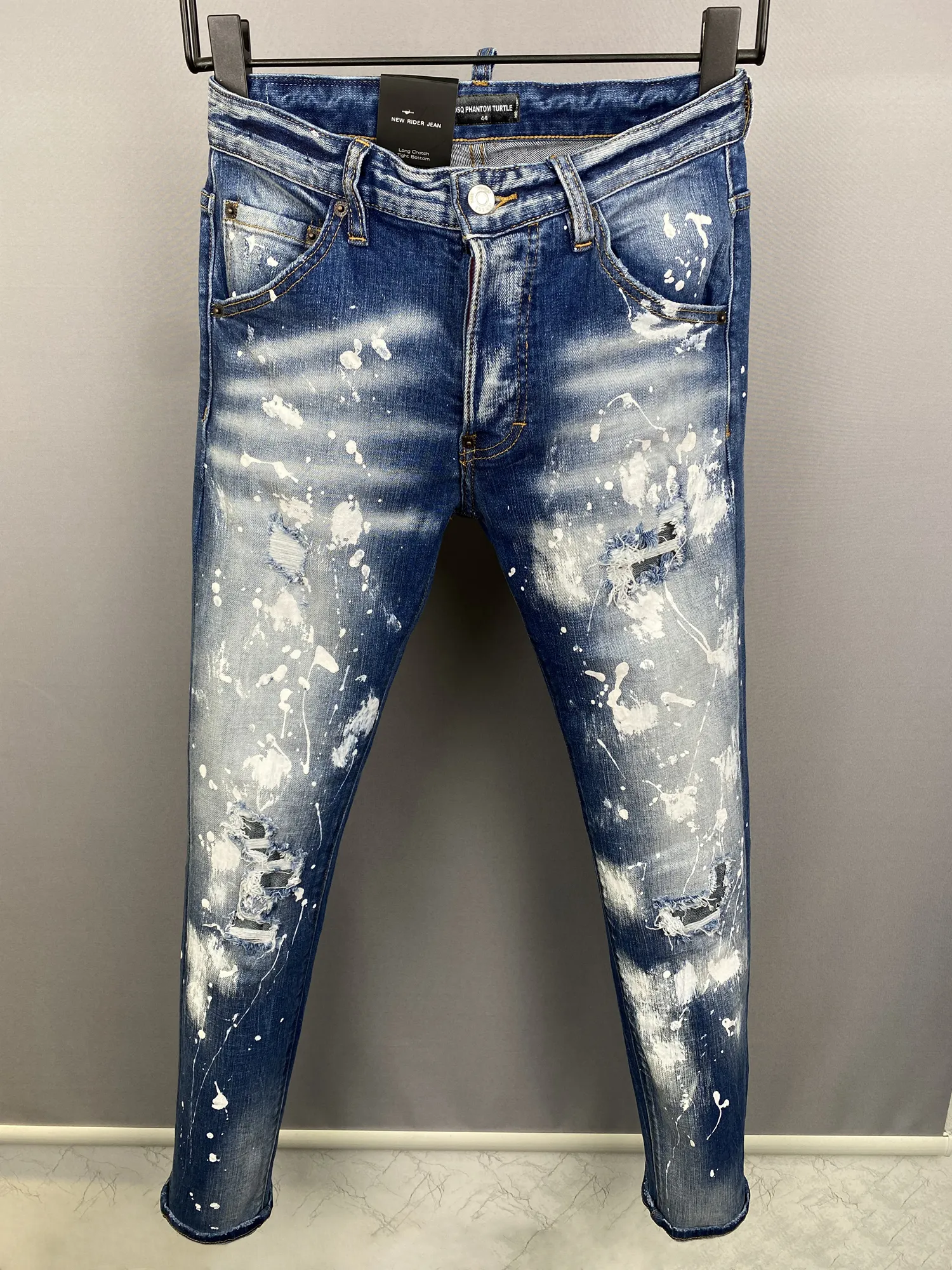 DSQ Phantom Turtle Jeans masculino Jeans Jeans Skinny Ripped Guy Caso Causal Hole Jeans Fit Fit Men Washed calça 6961