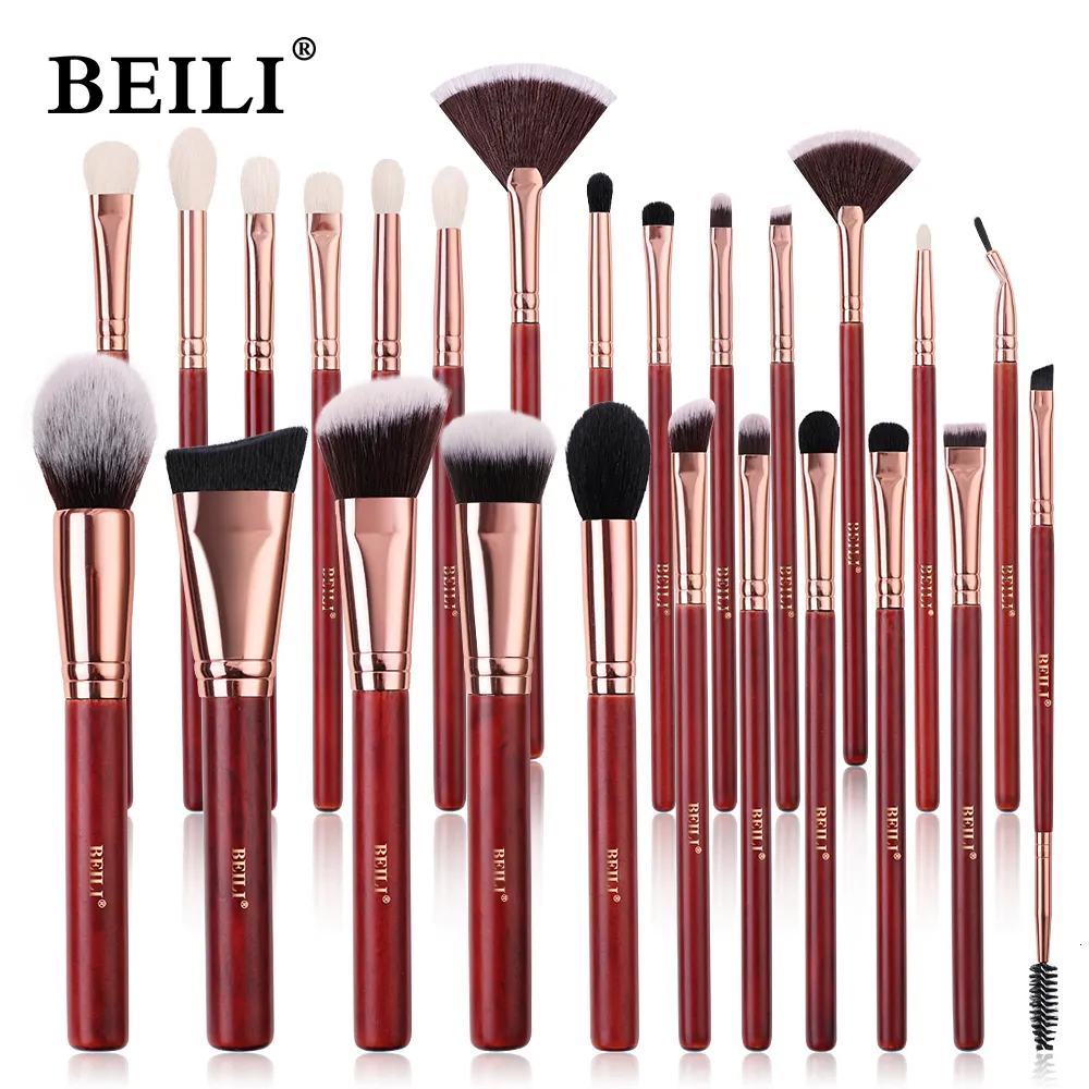 Make -upgereedschap Beili Professional Face Make -upborstels Red Eyeshadow Blush Foundation Make -upborstel Set Goat Hair Mening Pedzle Do Makijazu 230306