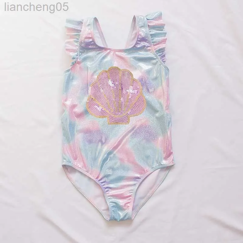 One-Pieces 2022 Girl Swimsuit 3-14 jaar kinderen zwempak één stuk badkleding voor meisjes babypak geborduurd glanzend strandkleding w0310