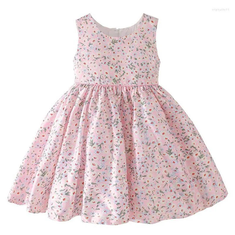 Girl Dresses 1-7Y Summer Sleeveless Short Toddler Formal Flower Wedding Pageant Party Gowns