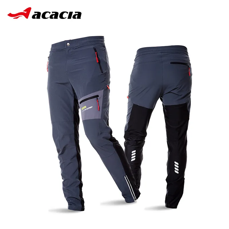 Pantalones de ciclismo ACACIA Hombres Transpirable Pantalones de bicicleta suaves Pantalones de cintura de alta elasticidad reflectantes de seguridad Primavera Otoño Pantalones de ciclismo Pantalones deportivos 230306