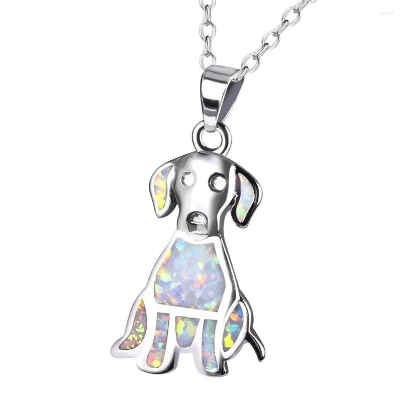 Pendant Necklaces Bohemia Cute Dog Animal Choker White Opal Chain Long Necklace Fashion Boho Jewelry Collares Mujer 2023