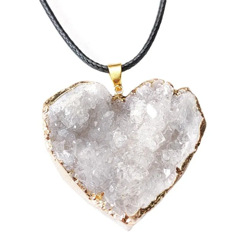 Anhänger Halsketten Liebe Herz Geode Kristall Halskette Weißer Naturstein Schmuck Für Valentinstag GeschenkeAnhänger