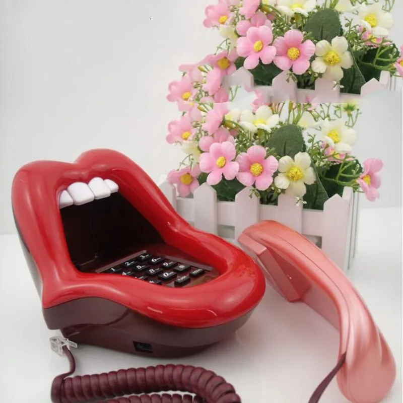 Zunate Lip Telephone - Fun Desktop Landline With European Style Design For Home & Office