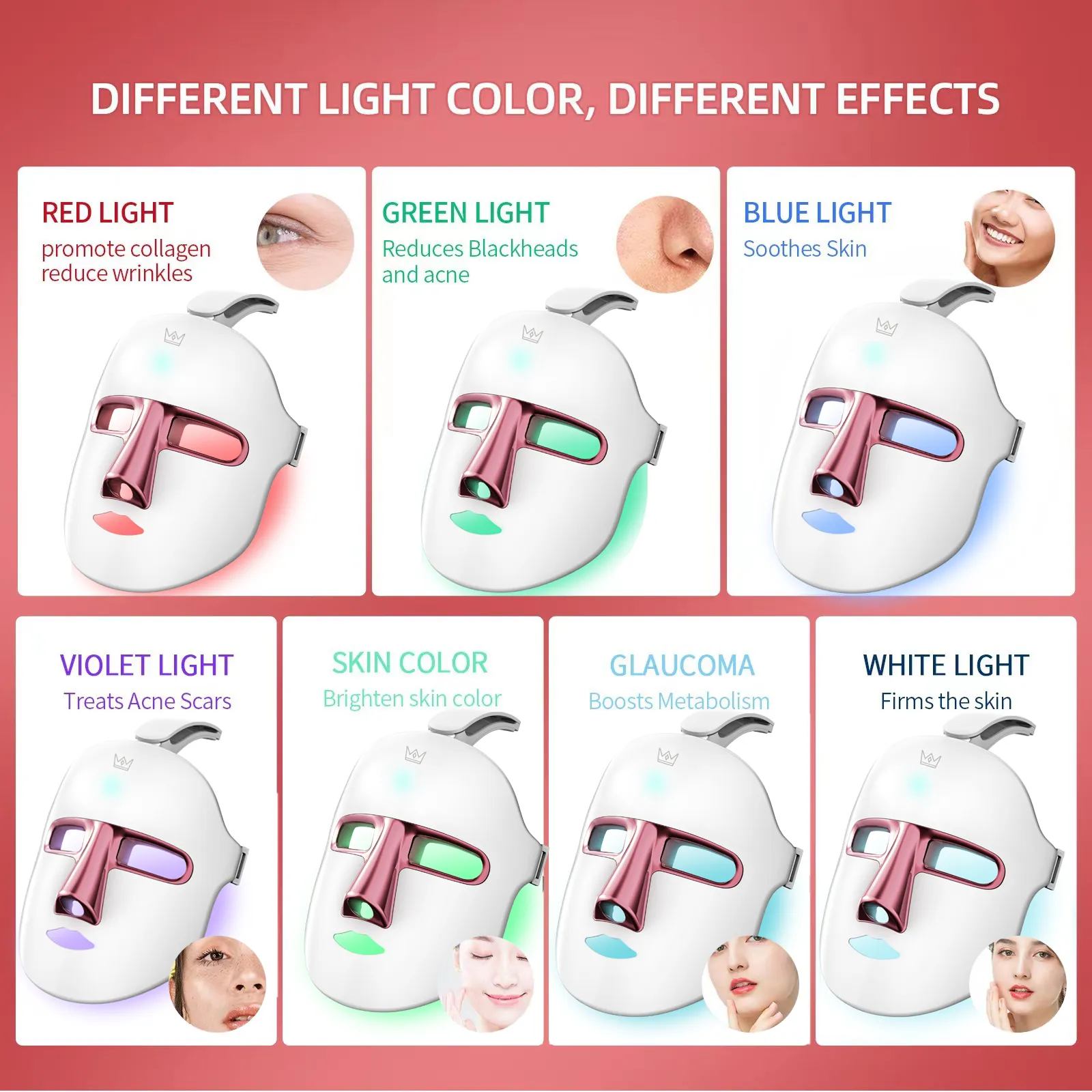 Beauty items red light led facial mask skin care led light therapy mask