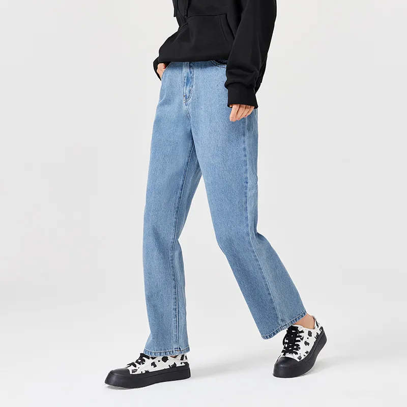 Kvinnors jeans semir jeans kvinnor designkänsla byxor vintage vinter svart teknik tre säker bomull raka ben byxor för flickor 230306