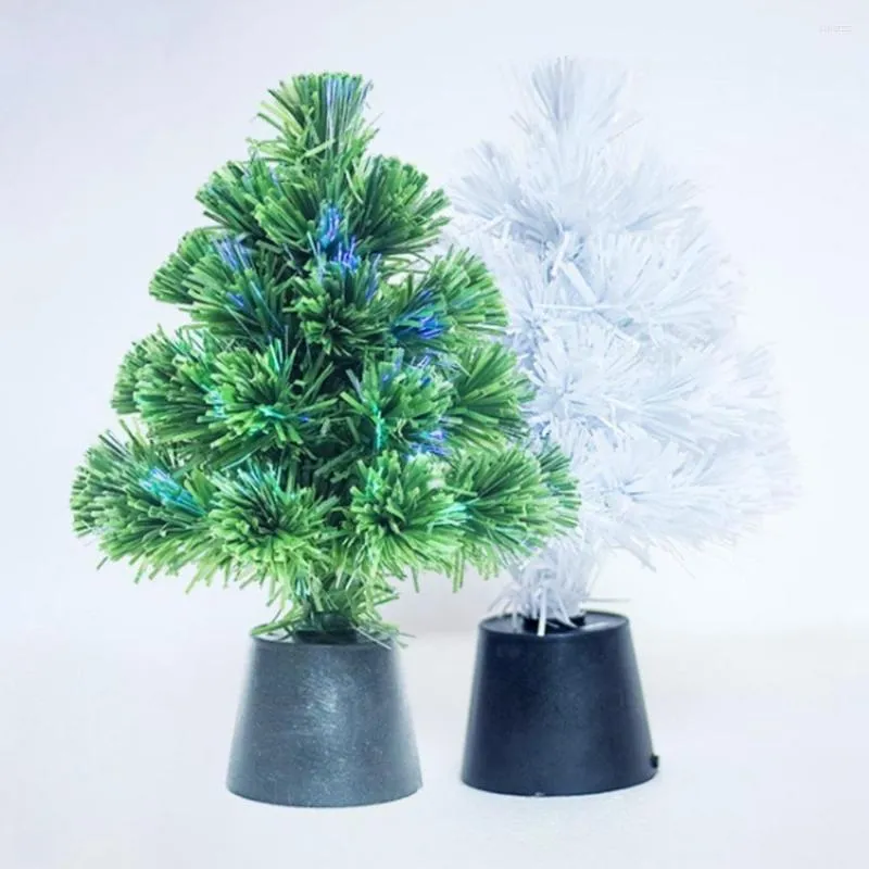 Decorações de Natal Mini decoração de árvore de fibra USB 30cm PVC DIY Desktop Decor Kids gif