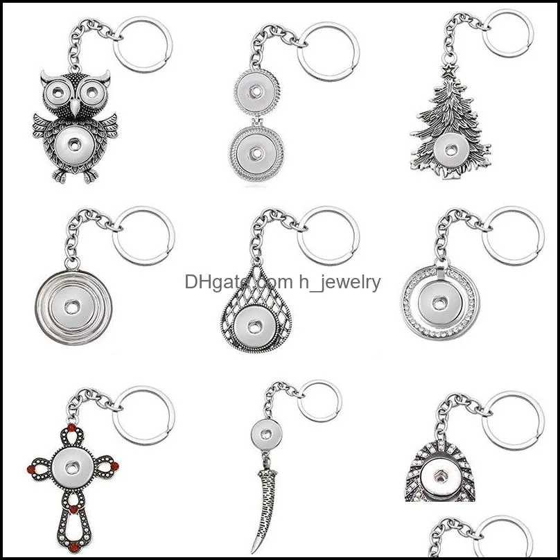 Keychains Lanyards Noosa Fashion Keychainsglaswh Weihnachtsbaumkreuz -Strass -Snap -Schlüsselketten passen 18 -mm -Knöpfe Keyrings Drop deliv dh7hf