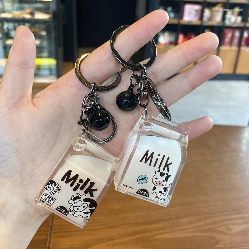 Nyckelringar i den olja flytande mjölkkartong Key Chain Cute Fashion Bag bilhänge Par Friends Festival Birthday Present Keyring