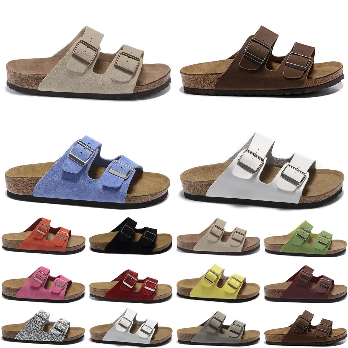 Slyckare designer andas kvinnor män skor grå grön orange utomhus inomhus kork platt botten sandal storlek 34-46