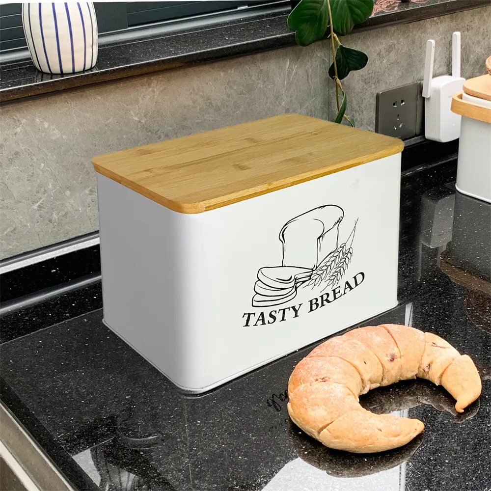 Контейнеры для хранения пищевых продуктов современный стиль белый хлеб коробка кухня на открытом воздухе контейнер для хранения с закусками с бамбуковой платой 34x18.5x21.5см 230303