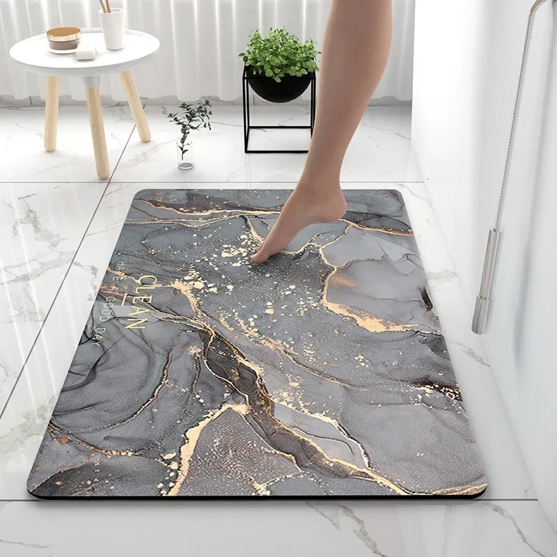 Alfombrillas de baño Alfombras de baño Suave tierra de diatomeas Alfombrilla de suelo Súper absorbente Inodoro Alfombra Puerta Alfombrillas de baño Baño antideslizante Alfombra de ducha de goma Almohadilla 230303