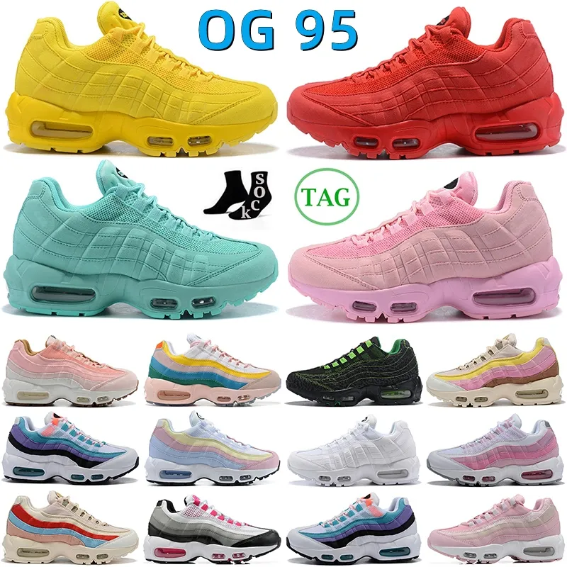 2024 OG 95 Designer Running shoes Triple Pink White Gradient 95s Red Next Nature Rise Unity Ghost Pastel Yellow WMNS Cork Suede Aqua Cork Pink Womens Sport Sneakers T9