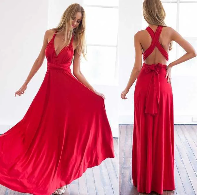 Vestidos Casuales Vestido Formal Mujer Elegante Noche Largo Profundo V Halter Vestido Convertible Multi Way Wrap Maxi Vestidos Griegos Vestido De Fiesta De Boda Z0216 De 13 DHgate