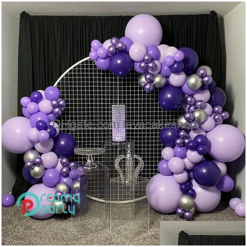 Décoration de fête Mode Chrome Violet Ballons Latex Joyeux Anniversaire Or Décor Ballon Adt/Kid Baby Shower/Fournitures T200624 OTCJ6