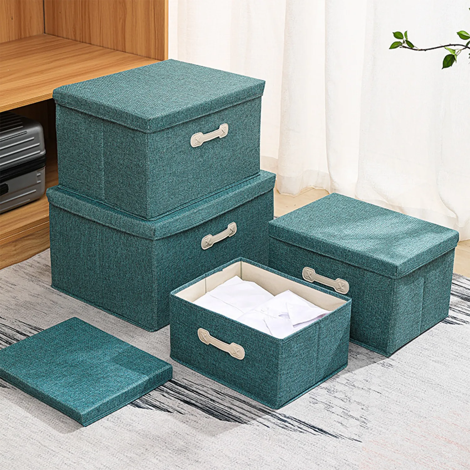 Collapsible Fabric Storage Boxes With Lids Large Decorative