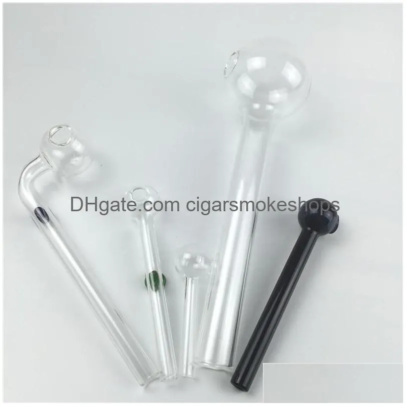 Smoking Pipes Pyrex Glass Oil Burner Pipe With 185Mm 150Mm 100Mm 60Mm Colored Thick Hand For Bubbler Drop Delivery Home Garden House Dhaji