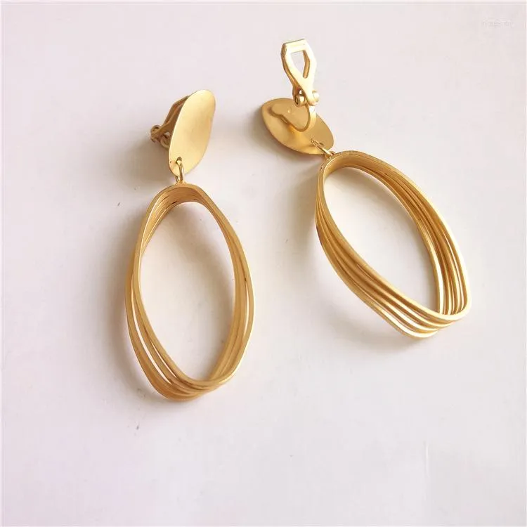 Backs Earrings Vintage MaGold Minimalist Oval Clip On Hoop Non Pierced Geometry For Women 2023 Trend Jewelry Gift