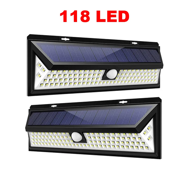 Solar Wall Lights Outdood Waterproof 118 LED Bezprzewodowy Czujnik ruchu bezpieczeństwa Światła zewnętrzne światła zewnętrzne dla frontów OEMLED