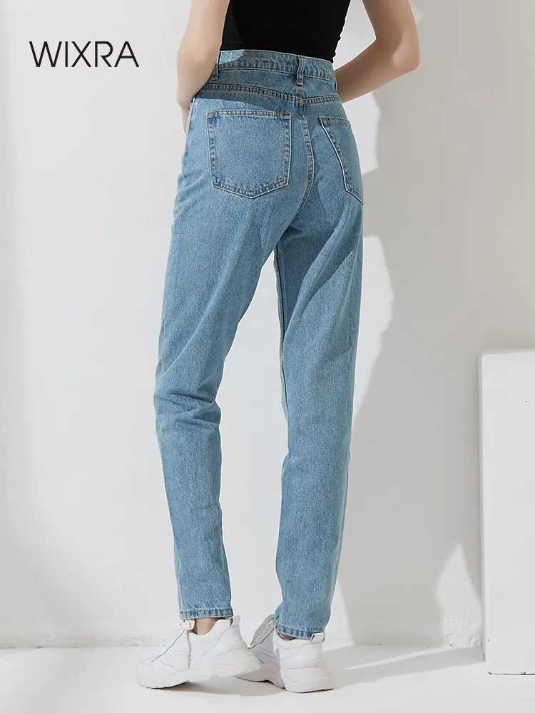 Damesjeans Wixra Basic dames jeans harem broek plus maat vrouwelijke streetwear vintage kwaliteit hoge taille femme long denim broek 230306