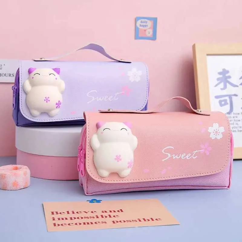 Cute Large Capacity Pencil Case, Unzip Pencil Bag, Stationery Bag, School  Supplies