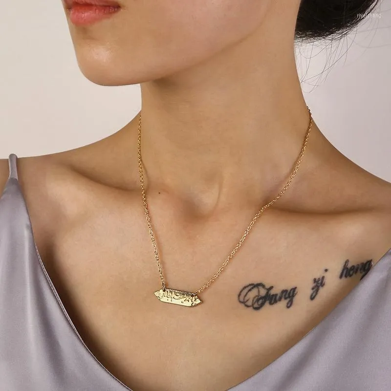 Pendant Necklaces Punk Greek Letters Neck Accessories Fuja Horizontal Sign Gold Color Choker Necklace Party Women Girl Jewelry 2023