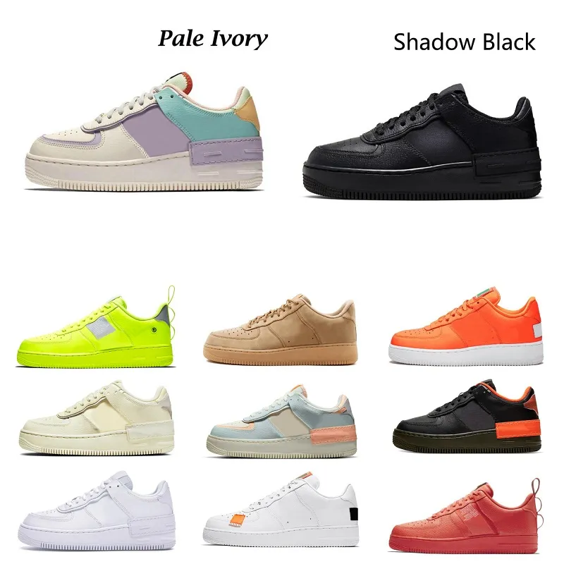 Force Low Mens Women Classic Running Shoes Shadow One Low Triple White Utility Black Beige Pale Ivory Spruce Classic 1 LOW Trainers Outdoor Sport Designer Sneakers