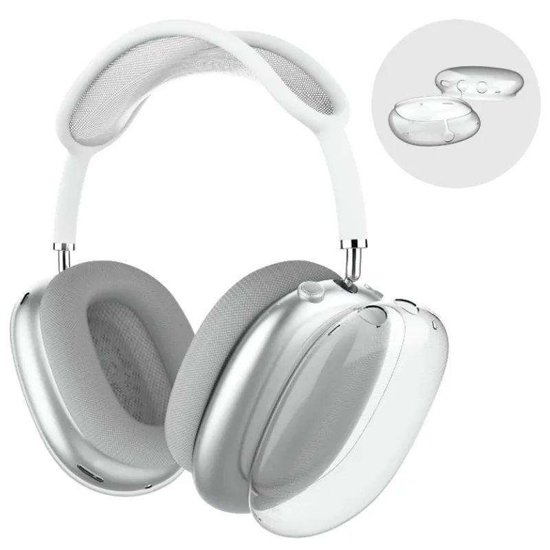Für Airpods Max-Kopfhörer-Zubehör, Airpod Max-Headset, transparente TPU-Schale, solide Silikon-wasserdichte Schutzhülle, AirPods-Kopfhörerhüllen