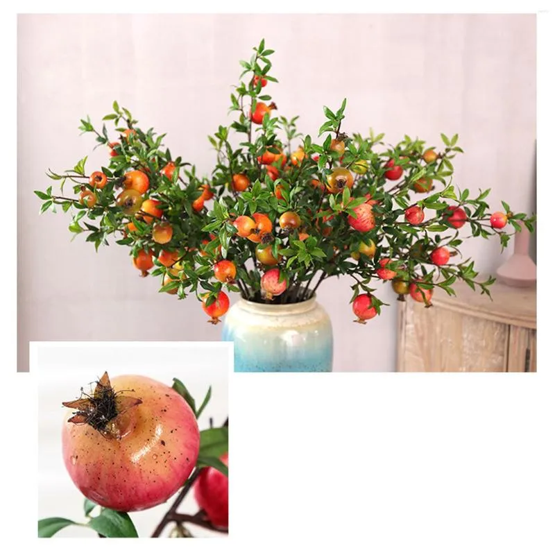 Decorative Flowers Artificial Pomegranate Branch Simulation Plant Flower Pography Props Home Decor Long Lasting Fruit Bean Berry