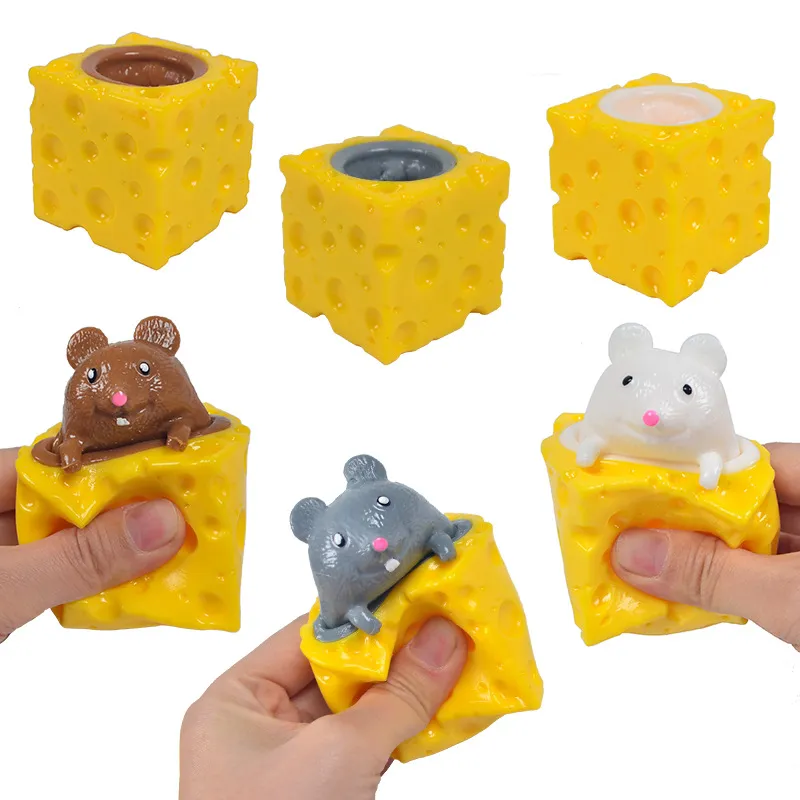 Evil Mouse Cup Fidget Toy Squishy Cheese Funny Squeeze Toys Stress Relief Decompression Toys Anxiety Reliever