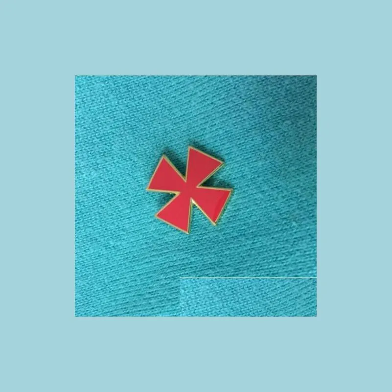 Pins Brooches 10Pcs 20Mm Masonic Regalia Lapel Pin Red Enamel And Badges Knights Templar Malta Cross Mason Metal Craft Drop Deliver Dhaxj