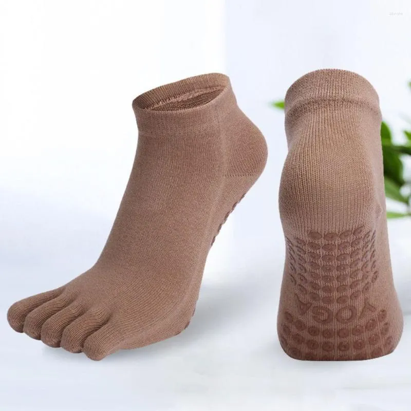 Chaussettes de Yoga Harajuku en coton pour femmes, couleur unie, chaudes et épaisses, antidérapantes, bonneterie de sport, Fitness, cinq doigts