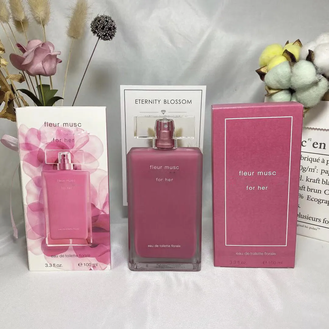 Kvinna toalett parfymer sexig doft fleur musc för hennes spray edt eau de toiletter 100 ml 3,3 fl.oz flickor parfym klon charmiga längre varaktiga älskare gåvor i lager