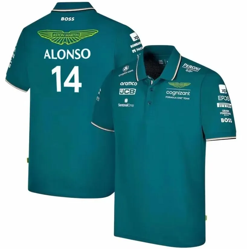 Camisa de corrida Aston Martin FANS Cognizant F1 2023 Aramco 14 Official Fernando Alonso Team Driver T-Shirt