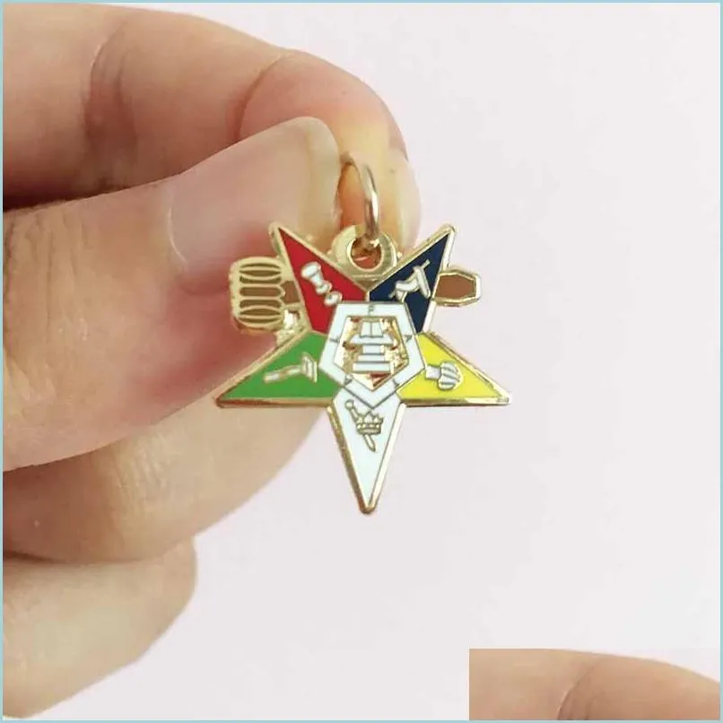 Pins broszki 100pcs urok wschodniej gwiazdy z Pinami Gavel OS Pins Masońska wisiorek Masonry Mason Past Master Order of Chapter Jewelry D DhioJ