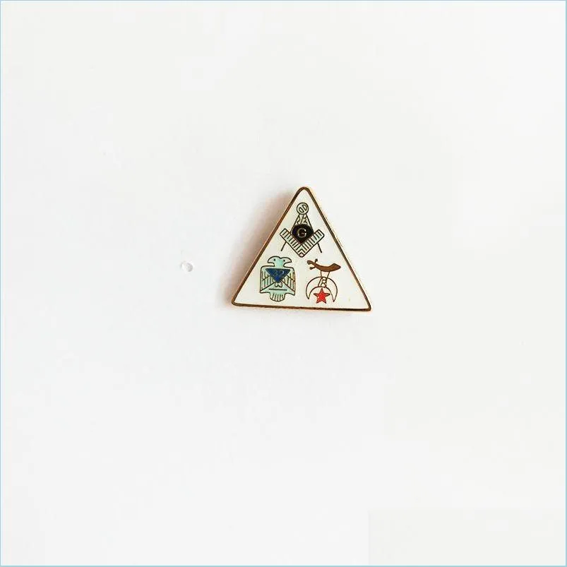 Épingles Broches 100 Pcs Sur Mesure Épinglettes Et Broche Maçons Maçonnerie Métal Émail Badge Maçonnique Rite Écossais Shriners Triangle Sq Dhpjo