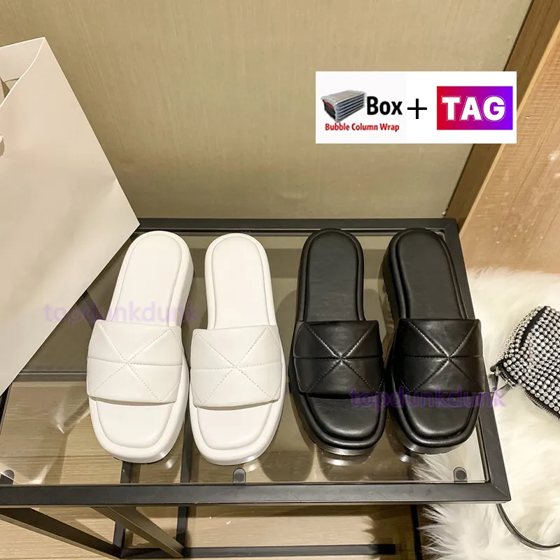 Z pudełkowymi kapciami damski pikowane skórzane sandały z flip-flop sandały projektant mody gumowe buty damskie rozmiar 34-40