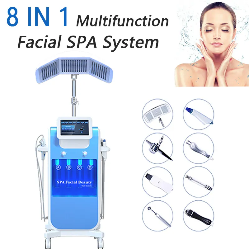 8 EN 1 Hydro Face Machine 6 Couleurs PDT Rajeunissement Du Visage Anti-Vieillissement Rides Supprimer L'acné Enlèvement Soins De La Peau Équipement De Beauté